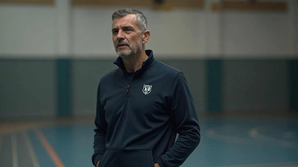 مدرب كرة يد يشرح التكتيكات للاعبيه في الملعب