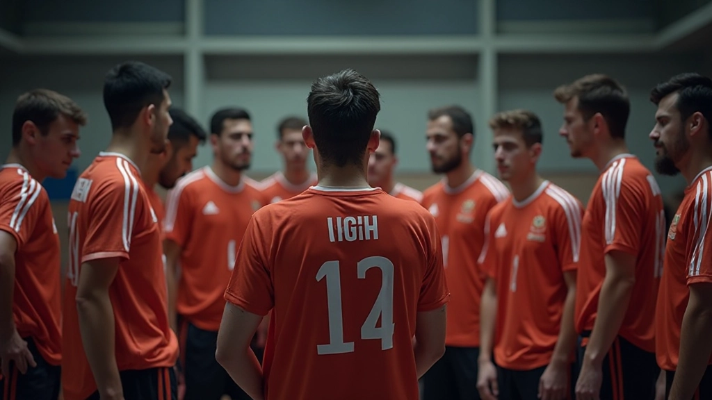 لاعبو كرة يد يستمعون لتعليمات المدرب قبل المباراة